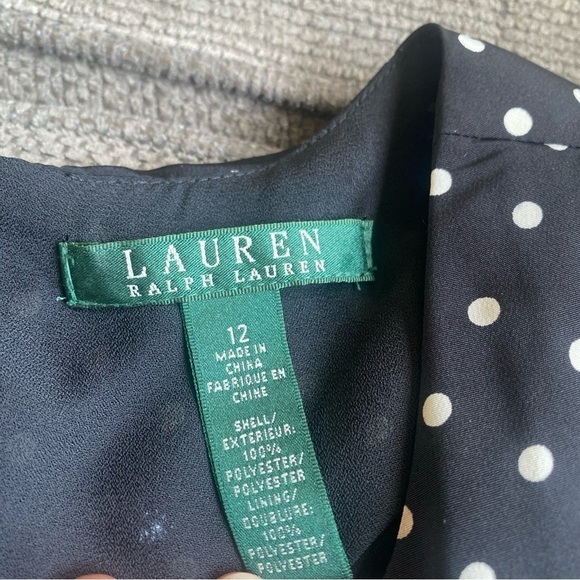 Lauren Ralph Lauren Black Polka Dot Sleeveless Top Size 12 - Picture 2 of 7